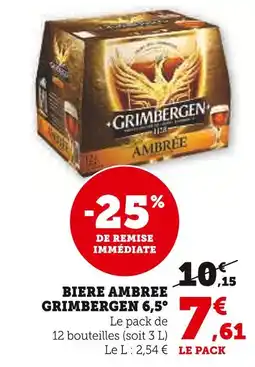Super U Grimbergen bière ambrée 6,5° offre