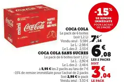 Super U Coca cola le pack de 6 boîtes offre