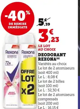 Super U Rexona déodorant rexona offre