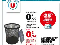 Super U U rangement et poubelle de bureau offre