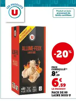 Super U U pack de 80 laine bois offre