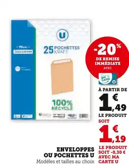 Super U U enveloppes ou pochettes offre