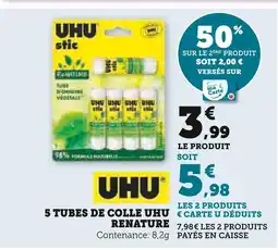 Super U Uhu 5 tubes de colle uhu renature offre