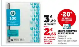 Super U U 100 pochettes perforées offre