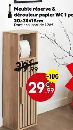 Maxi Bazar Meuble réserve & dérouleur papier wc 1 porte offre