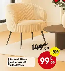 Maxi Bazar Fauteuil tildae velours côtelé offre