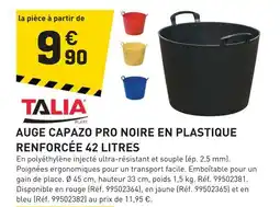 Tout faire matériaux Talia plast auge capazo pro noire en plastique renforcée 42 litres offre