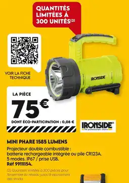 Tout faire matériaux Ironside mini phare 1585 lumens offre