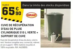 Tout faire matériaux Graf cuve de récupération d'eau de pluie cylindrique 510 l verte + support de cuve offre