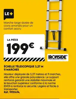 Tout faire matériaux Ironside échelle télescopique 3,27 m 11 marches offre