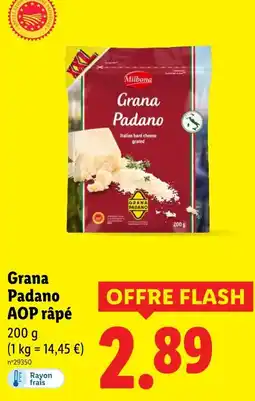 Lidl Milbona grana padano aop râpé offre