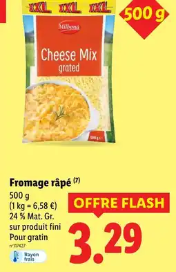 Lidl Milbona fromage râpé offre
