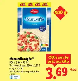 Lidl Milbona mozzarella râpée offre