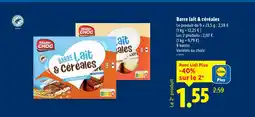 Lidl Mister choc barre lait & céréales offre