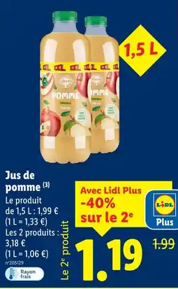 Lidl Solevita jus de pomme trouble pur jus offre