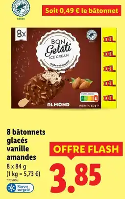 Lidl Bon gelati 8 bâtonnets glacés vanille amandes offre