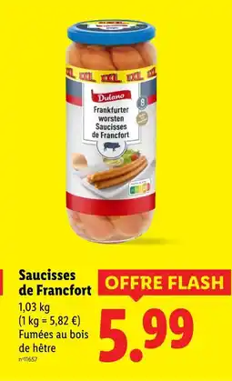 Lidl Dulano saucisses de francfort offre