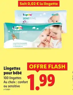 Lidl Lupilu lingettes pour bébé confort offre