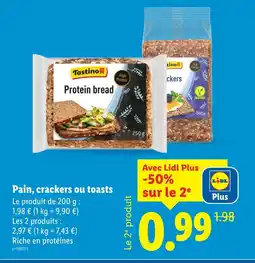 Lidl Tastino pain, crackers ou toasts offre