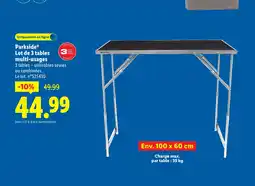 Lidl Parkside lot de 3 tables multi-usages offre