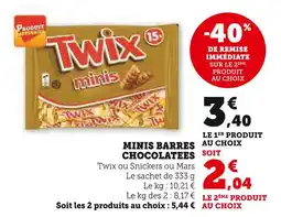 U Express Twix / snickers / mars minis barres chocolatées offre