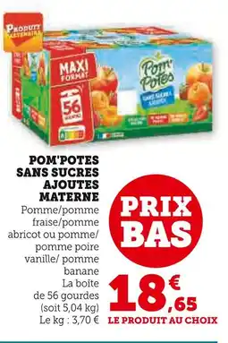 U Express Materne pom'potes sans sucres ajoutés offre