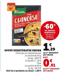 U Express Knorr soupe déshydratée offre