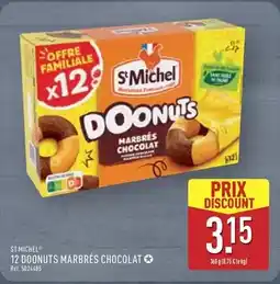 ALDI St michel - 12 doonuts marbrès chocolat offre