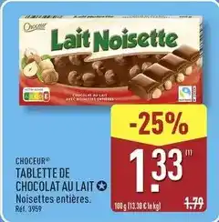 ALDI Tablette de chocolat au lait offre