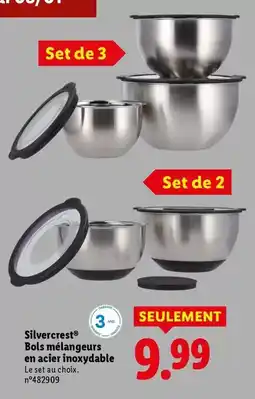 Lidl Silvercrest - bols mélangeurs en acier finoxydable offre