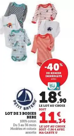 Hyper U U - lot de 3 bodies bebe offre