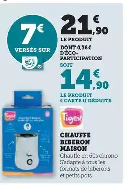 Hyper U Tiger - chauffe biberon maison offre