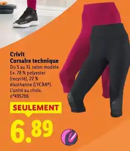 Lidl Crivit - corsaire technique offre