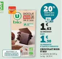 Hyper U U - chocolat noir bio offre