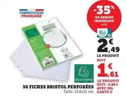Hyper U U - 50 fiches bristol perforées offre