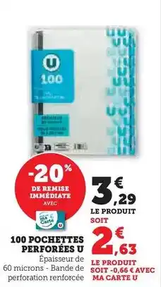 Hyper U U - 100 pochettes perforées offre