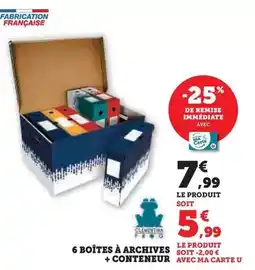 Hyper U U - 6 boîtes à archives + conteneur offre