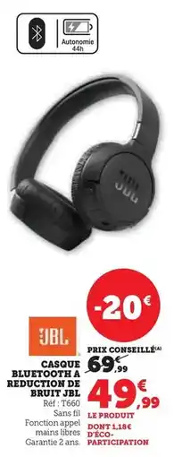 Hyper U Jbl - casque bluetooth a reduction du bois offre