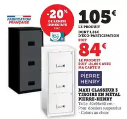 Hyper U Pierre henry - maxi classeur 3 tiroires en métal offre