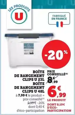 Hyper U U - boîte prix de rangement conseillé offre
