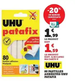 Hyper U Uhu - 80 pastilles adhésives uhu patafix offre