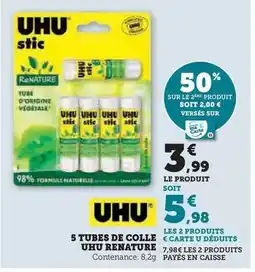 Hyper U Uhu - 5 tubes de colle, renateur offre