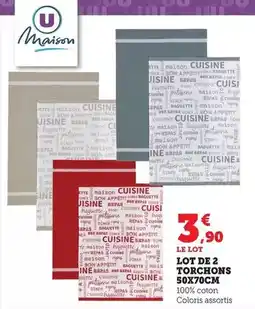 Bi1 U - lot de 2 torchons 50x70cm offre