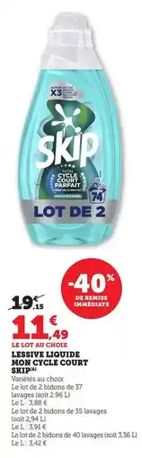 Bi1 Skip - lessive liquide mois cycle court offre