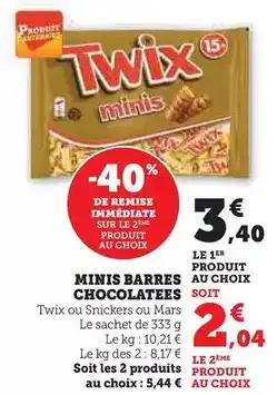 Super U Twix - minis barres chocolatees offre