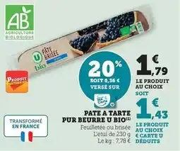 Super U U - pate a tarte pur beurre bio offre