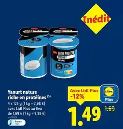 Lidl Milbona - yaourt nature riche en protéines offre