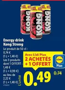 Lidl Kong - energy drink strong offre