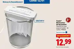 Lidl Tronic - destructeur de douments offre