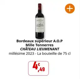 Coccinelle Supermarché Bordeaux supérieur a.o.p mille tonnerres château lieumenant offre
